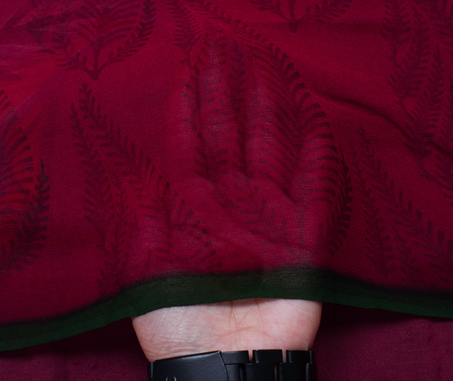 Sushila Vintage Maroon Saree 100% Pure Georgette Silk Printed Paisley Fabric