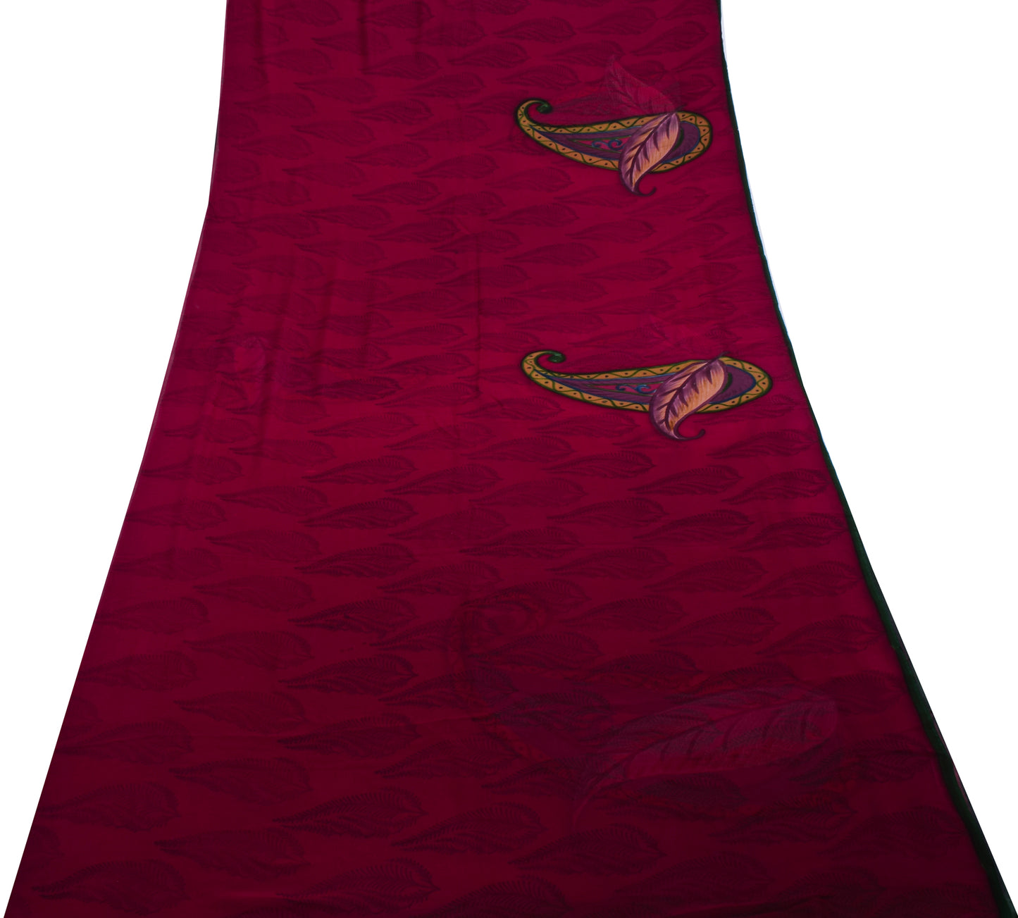 Sushila Vintage Maroon Saree 100% Pure Georgette Silk Printed Paisley Fabric