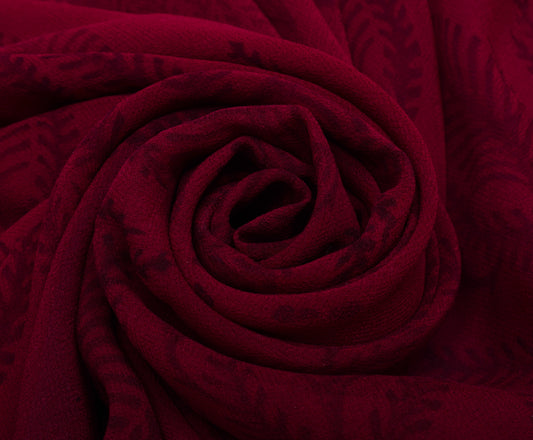 Sushila Vintage Maroon Saree 100% Pure Georgette Silk Printed Paisley Fabric