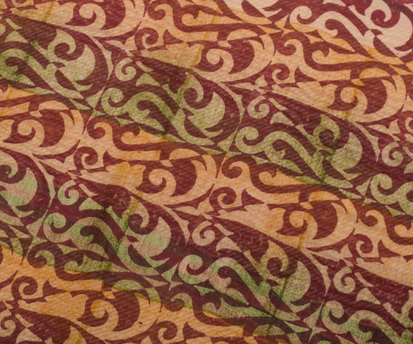 Sushila Vintage Indian Saree 100% Pure Georgette Silk Printed 5 YD Craft Fabric