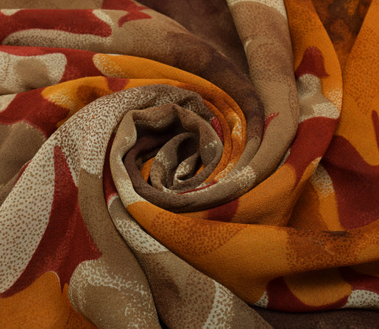 Sushila Vintage Red Saree 100% Pure Georgette Silk Printed Floral Craft Fabric