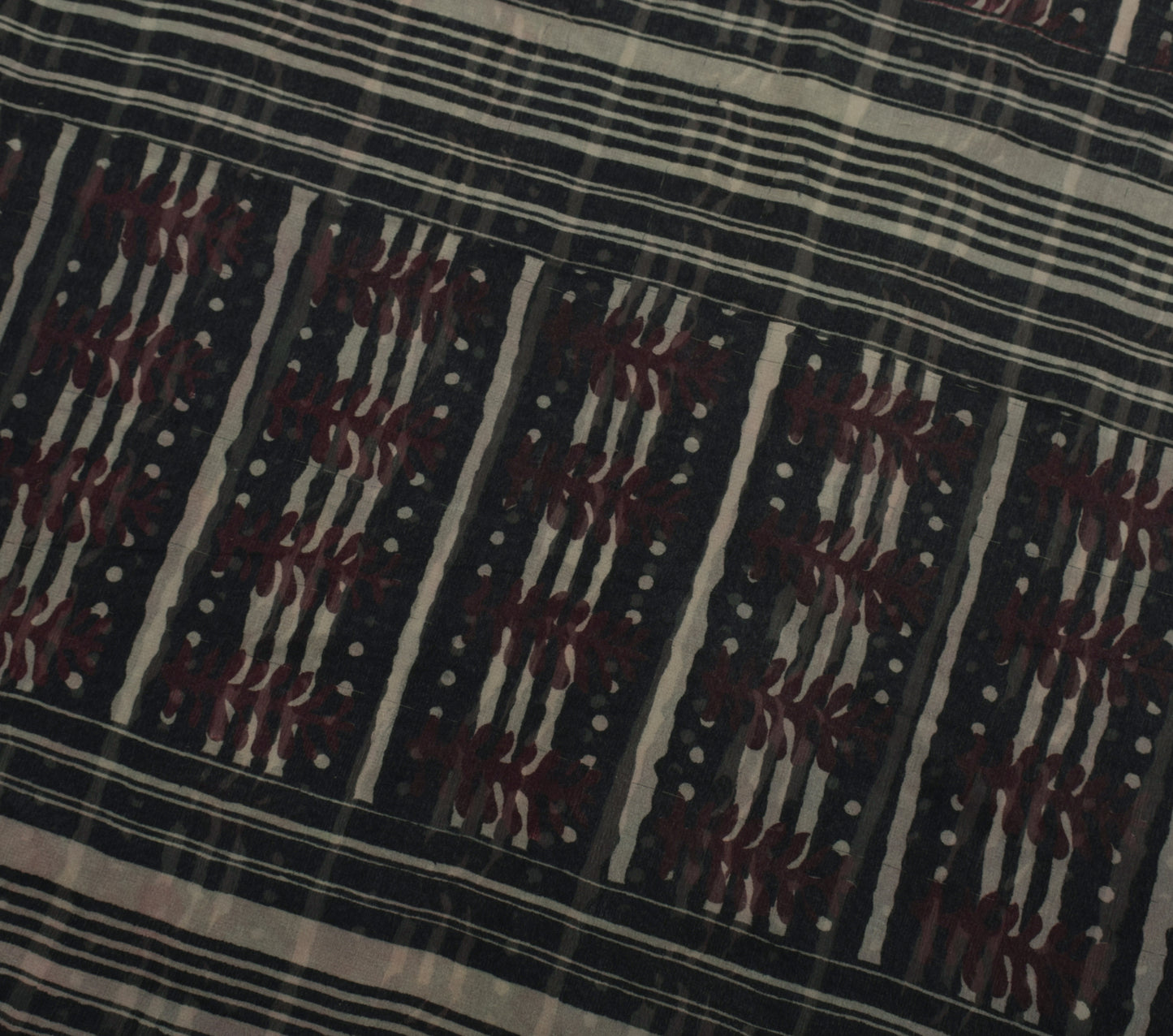 Sushila Vintage Black Saree 100% Pure Georgette Silk Printed 5 Yard Craft Fabric