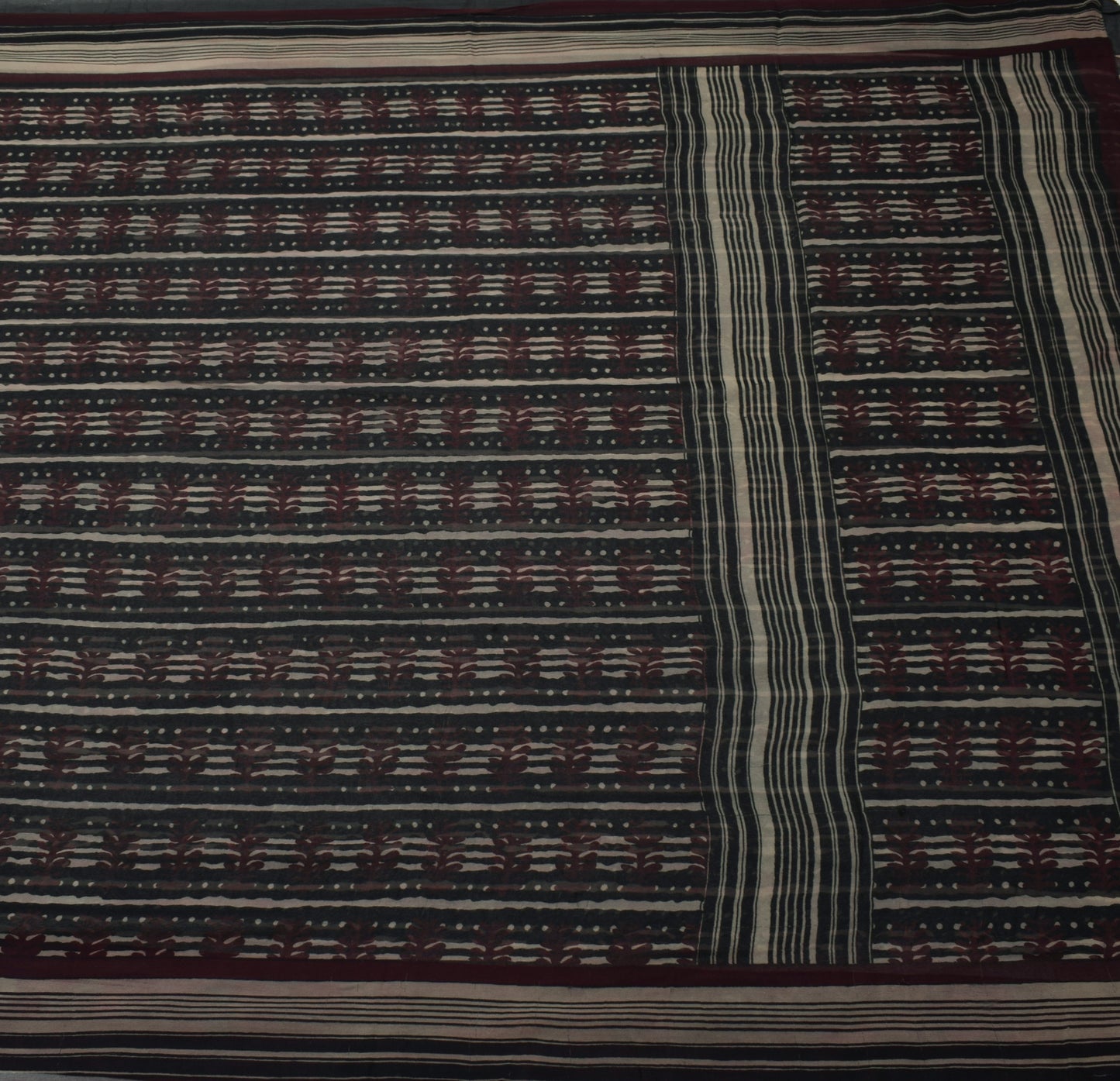 Sushila Vintage Black Saree 100% Pure Georgette Silk Printed 5 Yard Craft Fabric