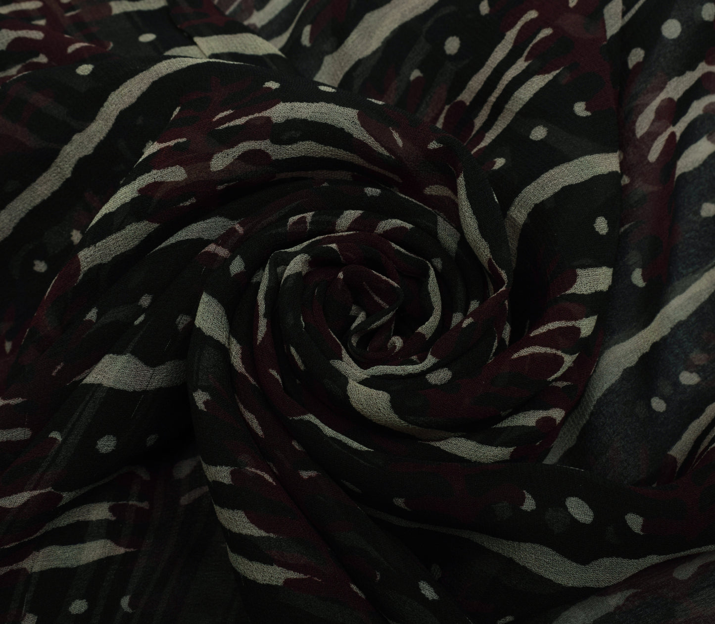 Sushila Vintage Black Saree 100% Pure Georgette Silk Printed 5 Yard Craft Fabric