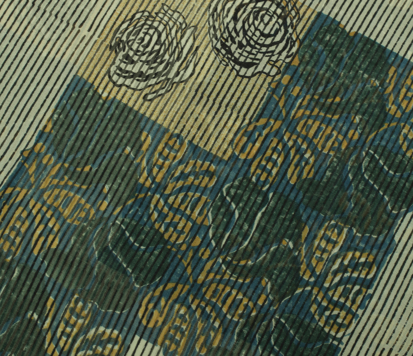 Sushila Vintage Saree 100% Pure Georgette Silk Printed Floral 5 YD Craft Fabric