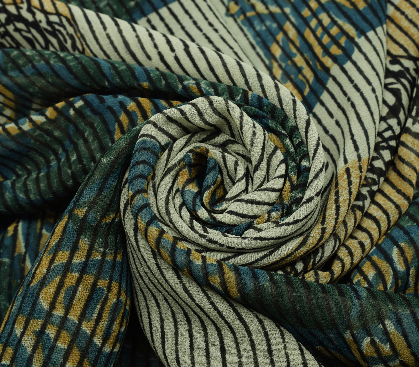 Sushila Vintage Saree 100% Pure Georgette Silk Printed Floral 5 YD Craft Fabric
