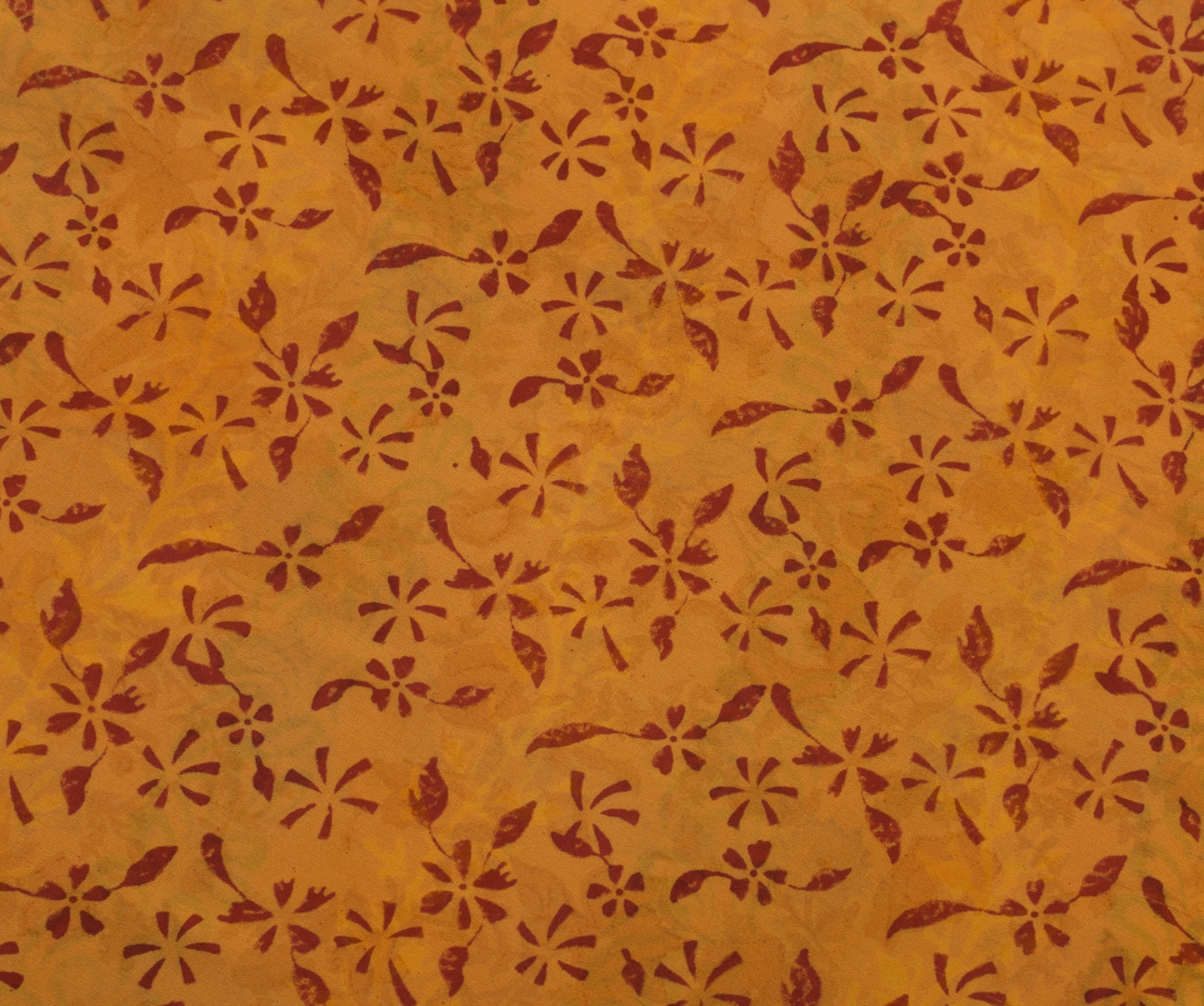 Sushila Vintage Mustard Saree 100% Pure Georgette Silk Printed Floral Fabric