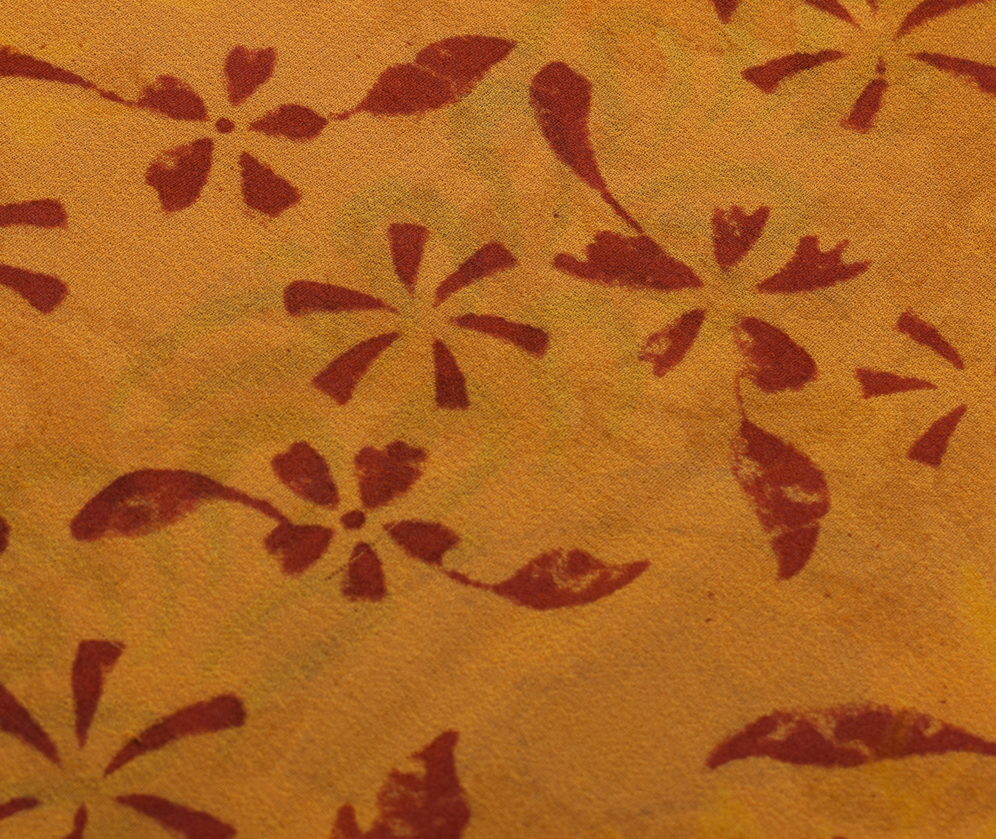 Sushila Vintage Mustard Saree 100% Pure Georgette Silk Printed Floral Fabric