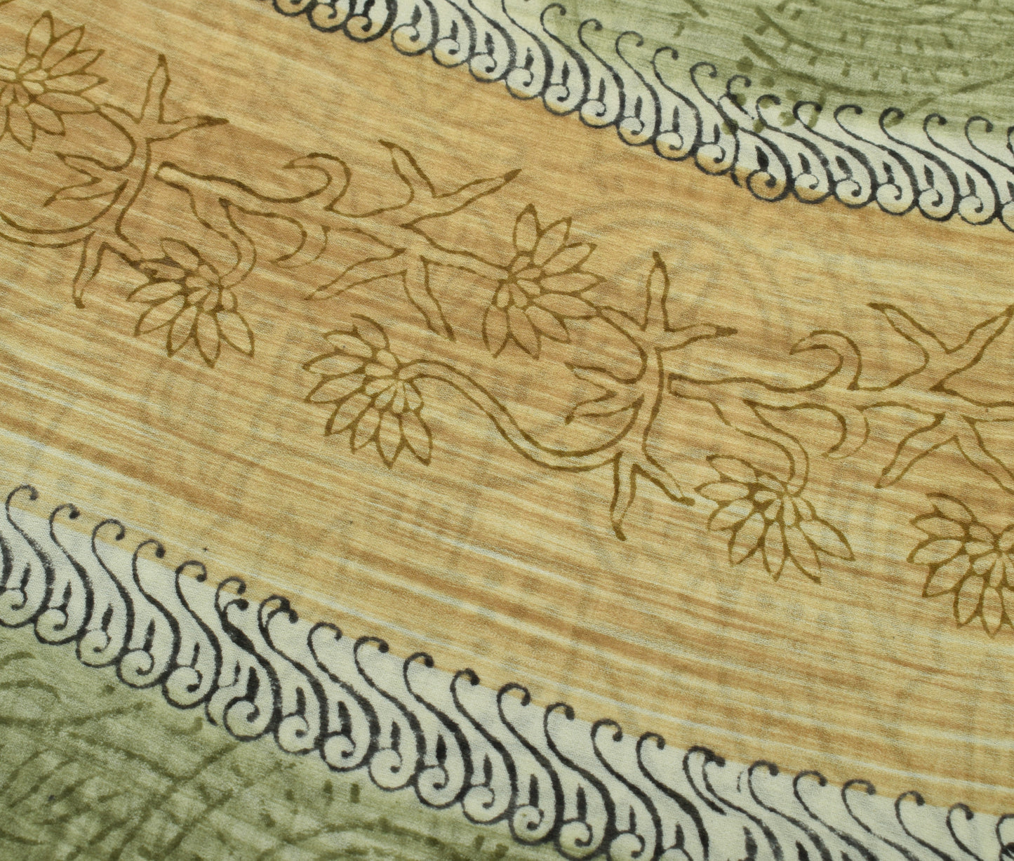 Sushila Vintage Green Saree 100% Pure Georgette Silk Printed Floral Craft Fabric