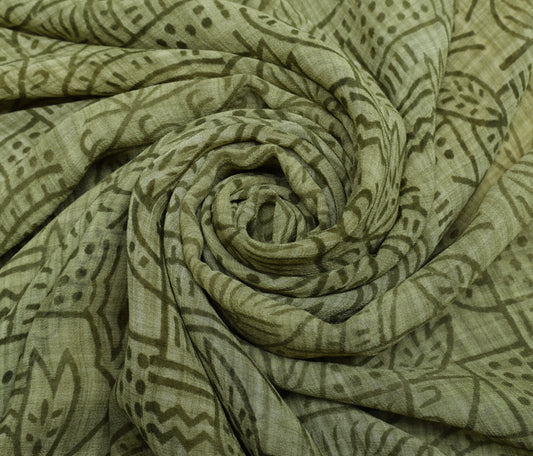 Sushila Vintage Green Saree 100% Pure Georgette Silk Printed Floral Craft Fabric