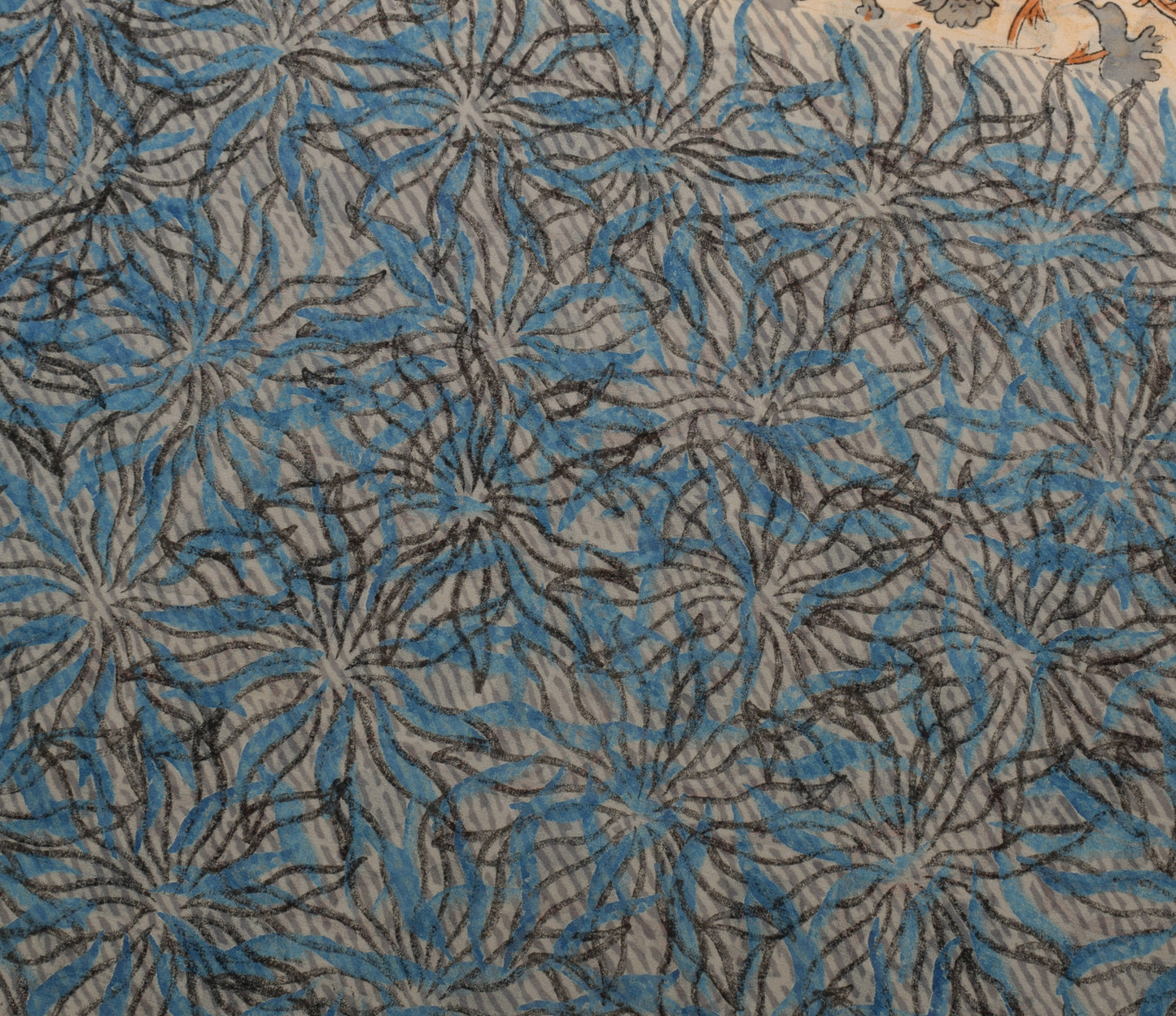 Sushila Vintage Cream Saree 100% Pure Georgette Silk Printed Floral Craft Fabric