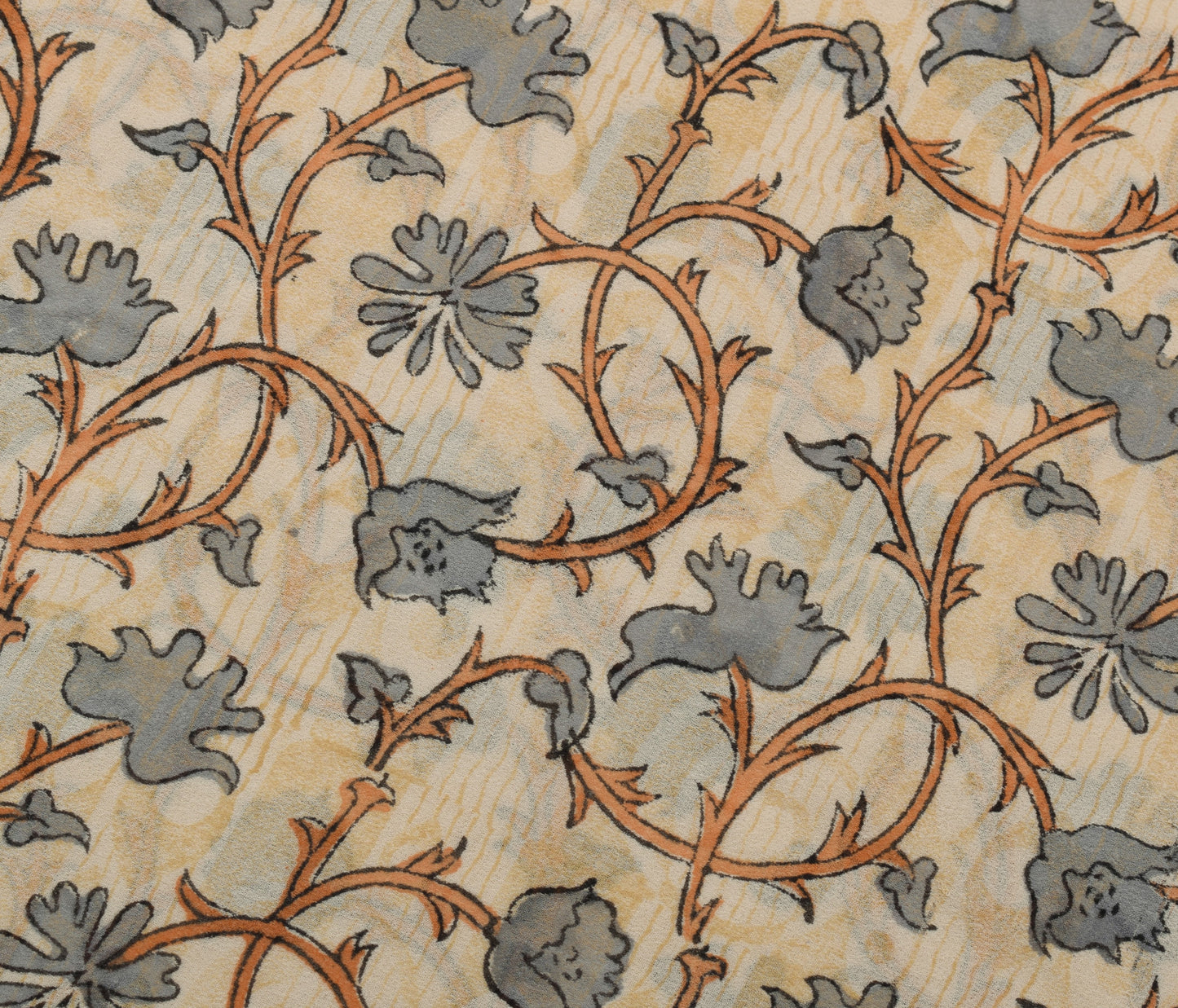 Sushila Vintage Cream Saree 100% Pure Georgette Silk Printed Floral Craft Fabric