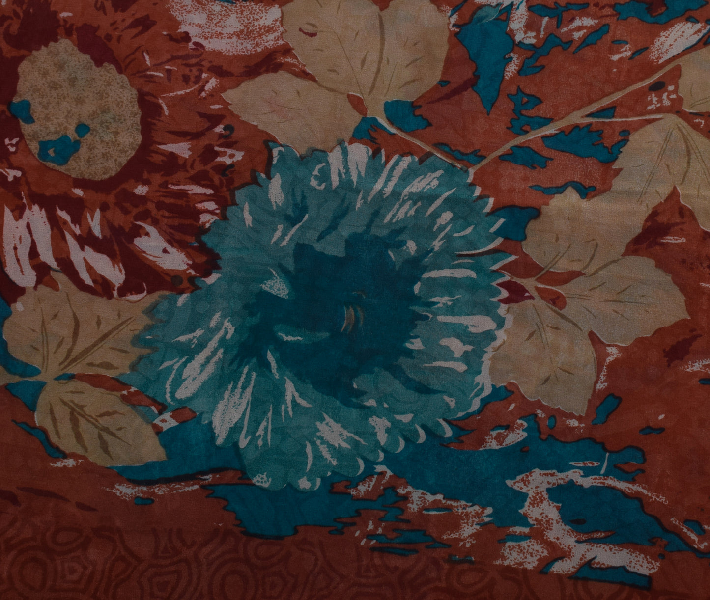 Sushila Vintage Brown Saree 100% Pure Georgette Silk Printed Floral Craft Fabric