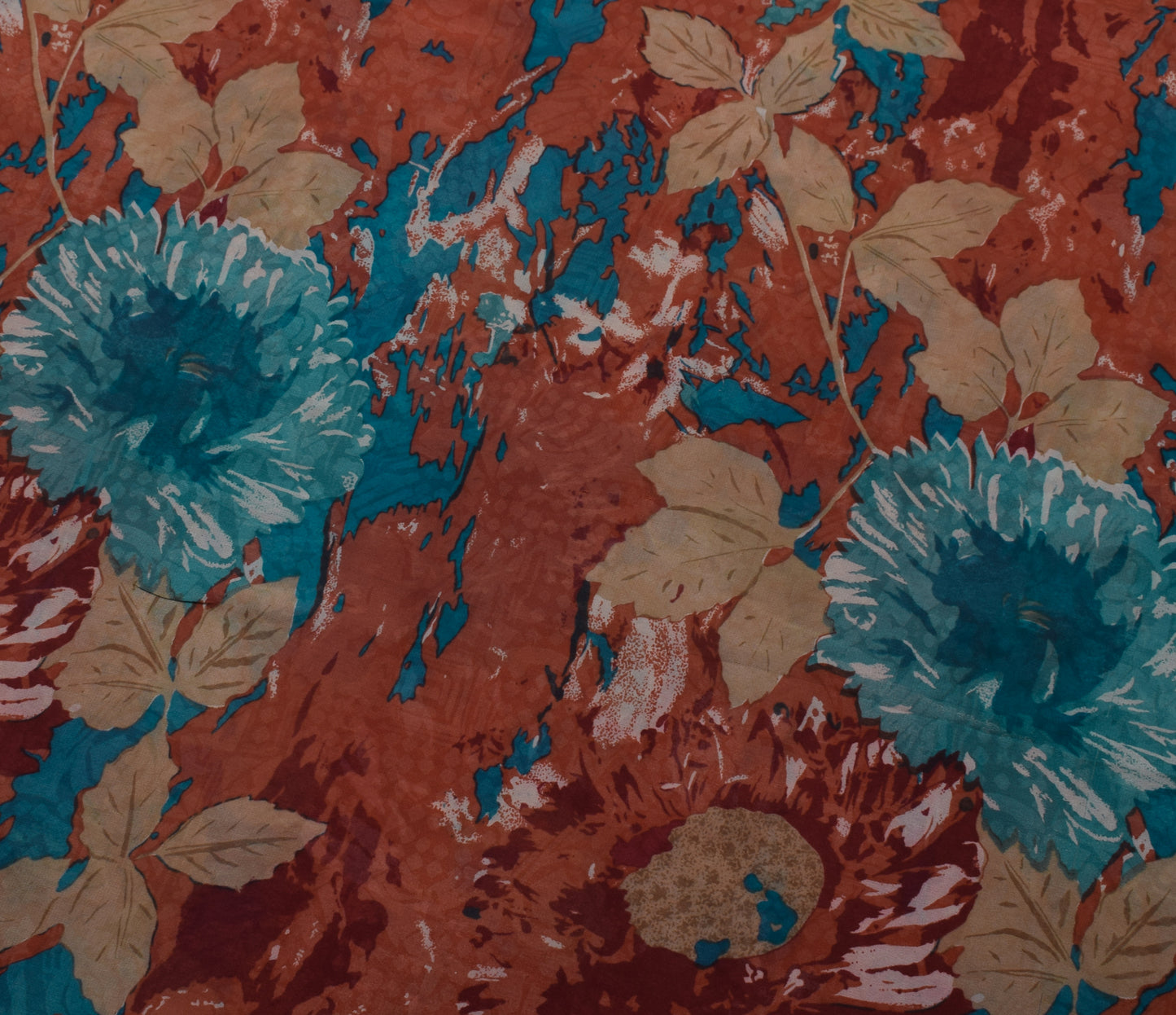 Sushila Vintage Brown Saree 100% Pure Georgette Silk Printed Floral Craft Fabric