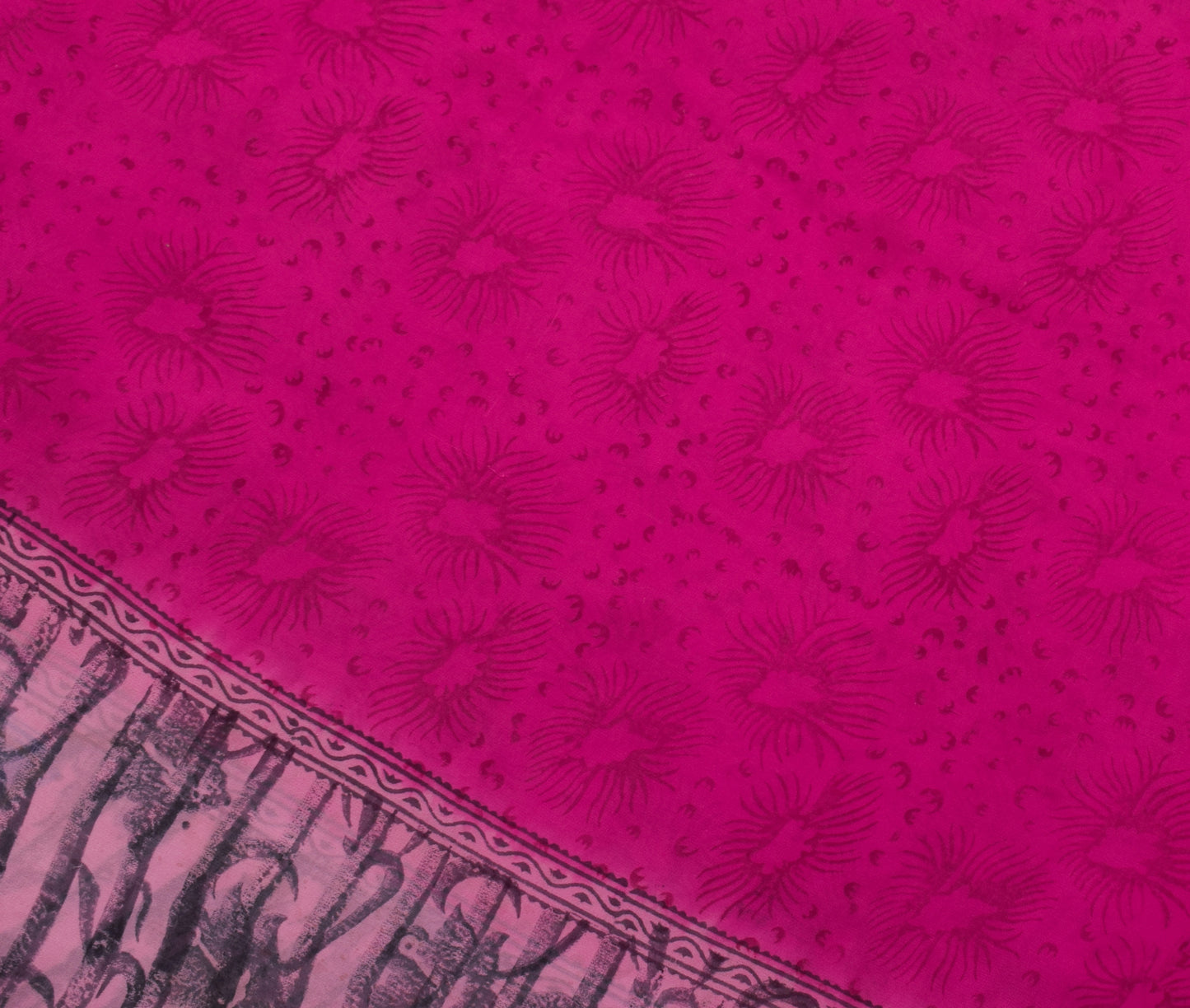 Sushila Vintage Magenta Saree 100% Pure Georgette Silk Printed Craft Fabric