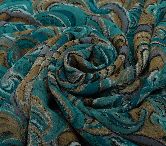 Sushila Vintage Indian Saree 100% Pure Georgette Silk Printed 5 YD Craft Fabric