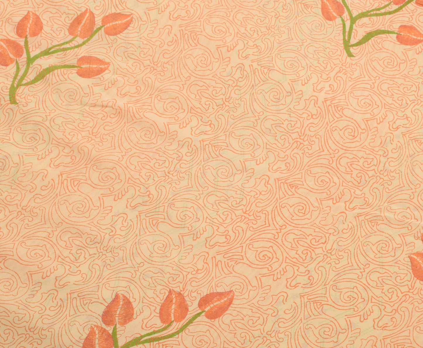 Sushila Vintage Cream Saree 100% Pure Georgette Silk Printed Floral Craft Fabric