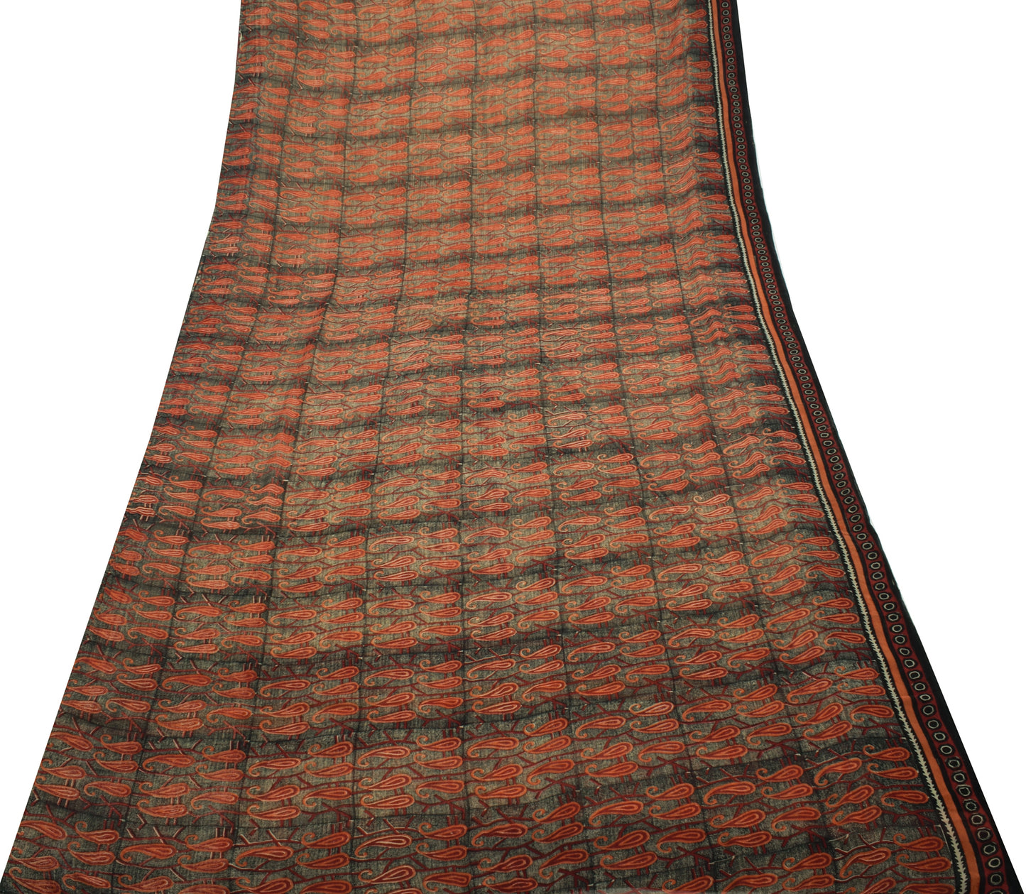 Sushila Vintage Indian Saree 100% Pure Georgette Silk Printed 5 YD Craft Fabric