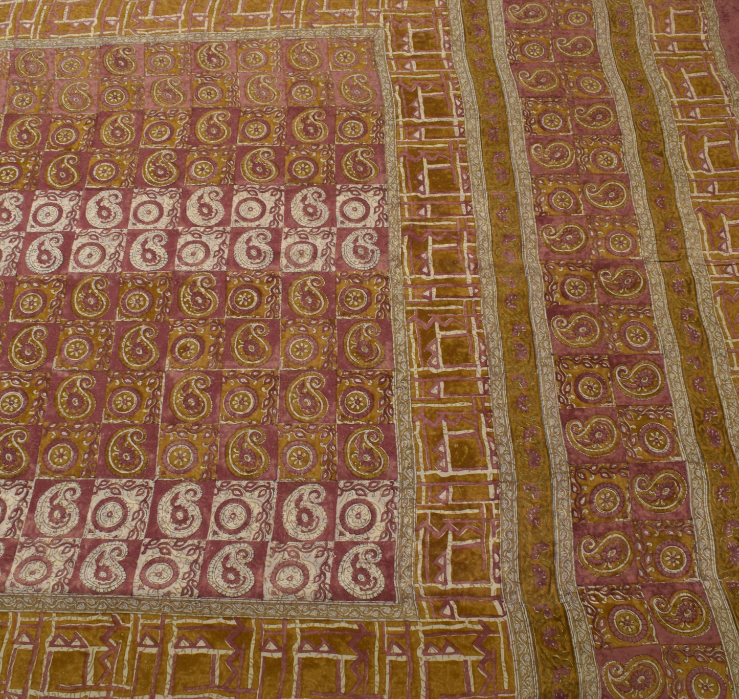 Sushila Vintage Saree 100% Pure Georgette Silk Printed Paisley 5 Yd Craft Fabric