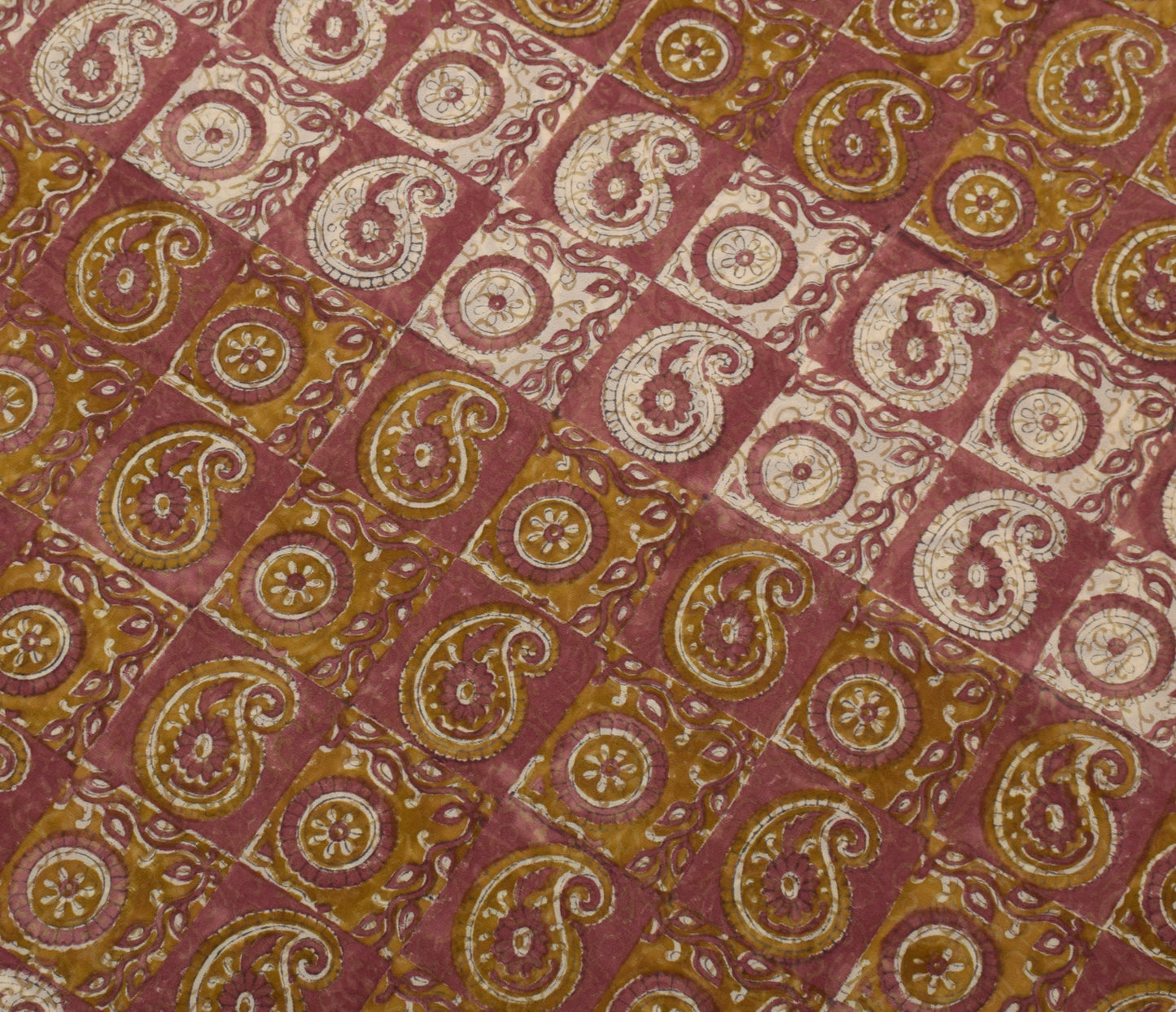 Sushila Vintage Saree 100% Pure Georgette Silk Printed Paisley 5 Yd Craft Fabric