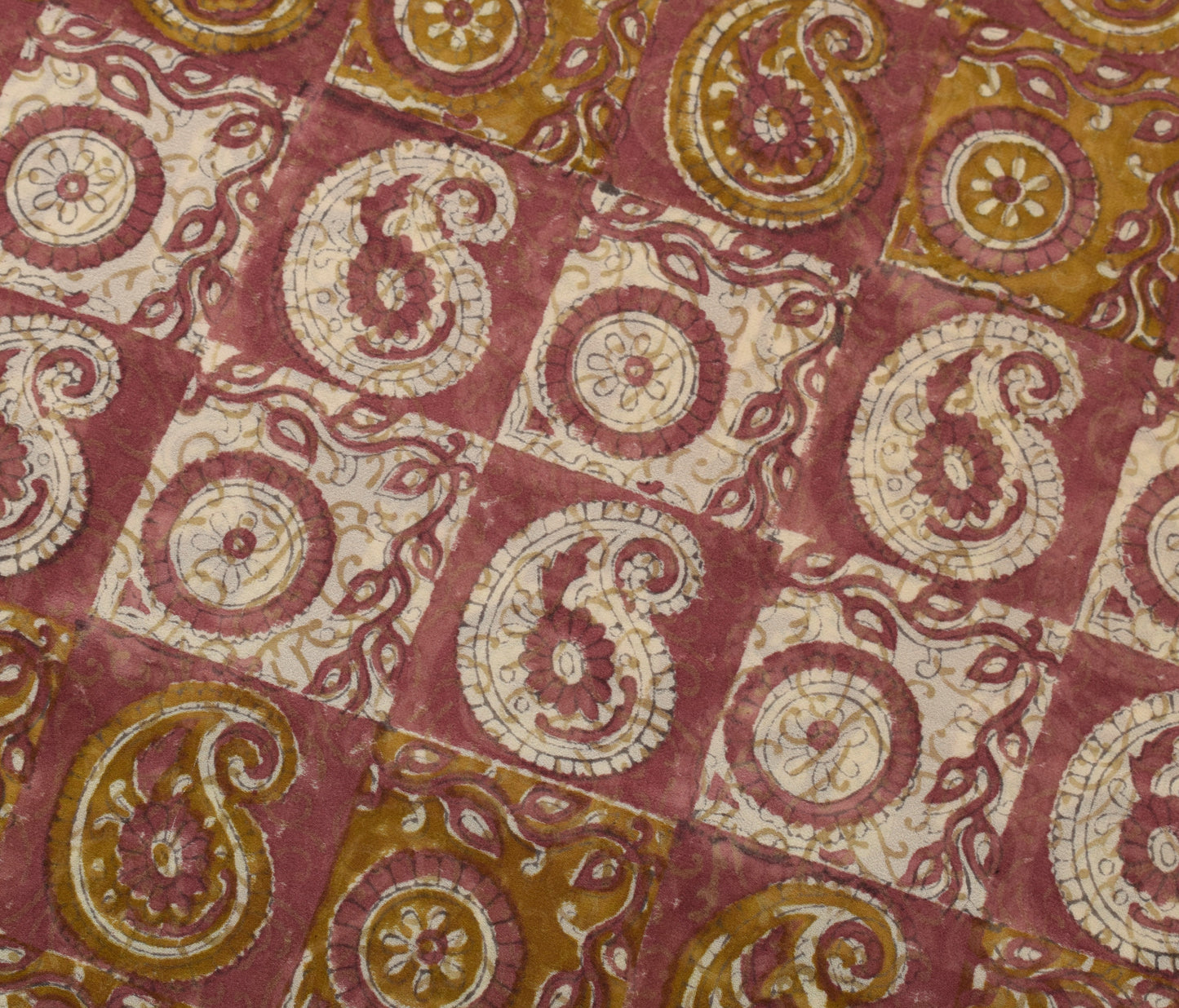 Sushila Vintage Saree 100% Pure Georgette Silk Printed Paisley 5 Yd Craft Fabric