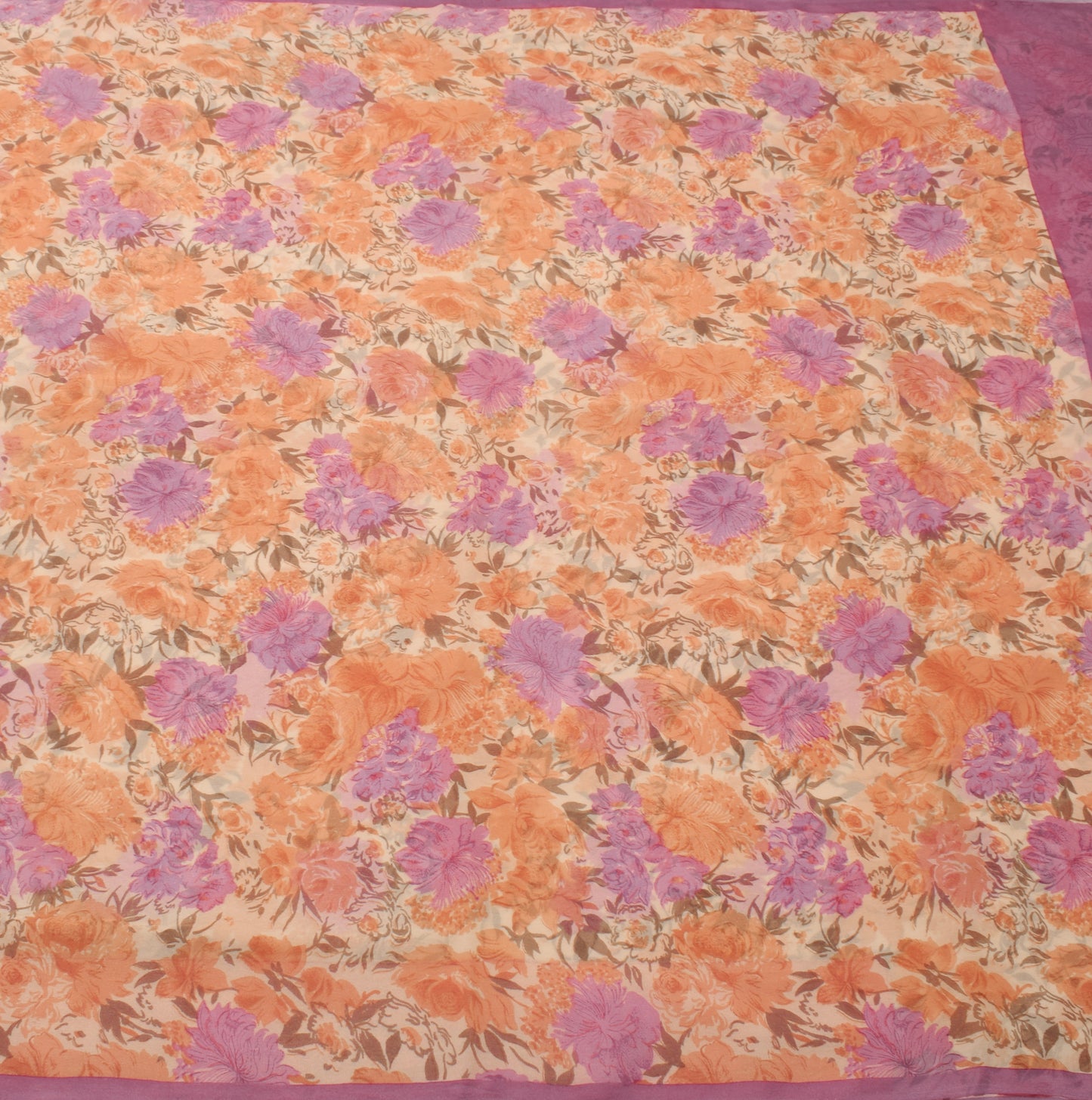 Sushila Vintage Peach Saree Blend Georgette Silk Printed Floral Craft Fabric