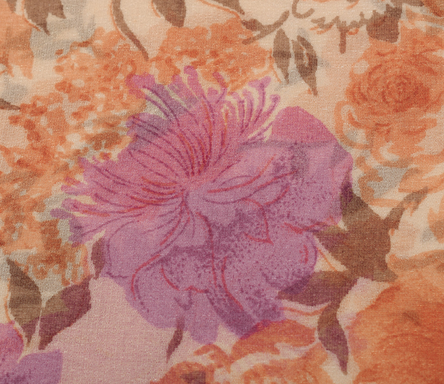Sushila Vintage Peach Saree Blend Georgette Silk Printed Floral Craft Fabric