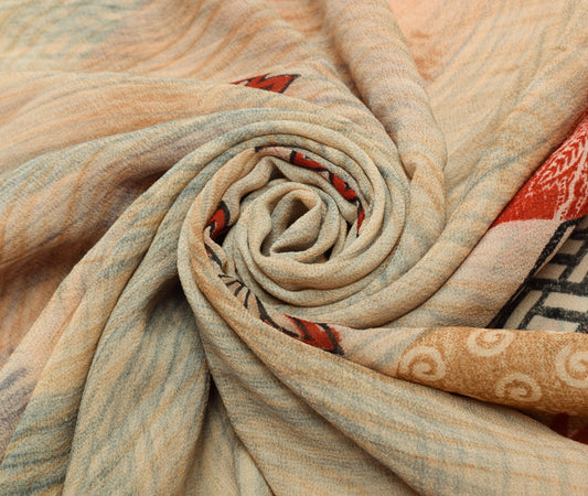 Sushila Vintage Branded Saree 100% Pure Georgette Silk Printed Floral Fabric