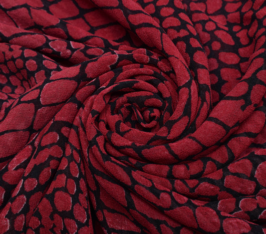 Sushila Vintage Black Saree 100% Pure Georgette Silk Printed 5 Yard Craft Fabric