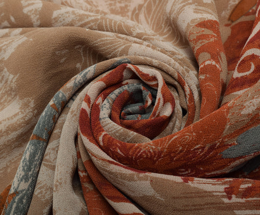 Sushila Vintage Brown Branded Saree 100% Pure Georgette Printed Floral Fabric