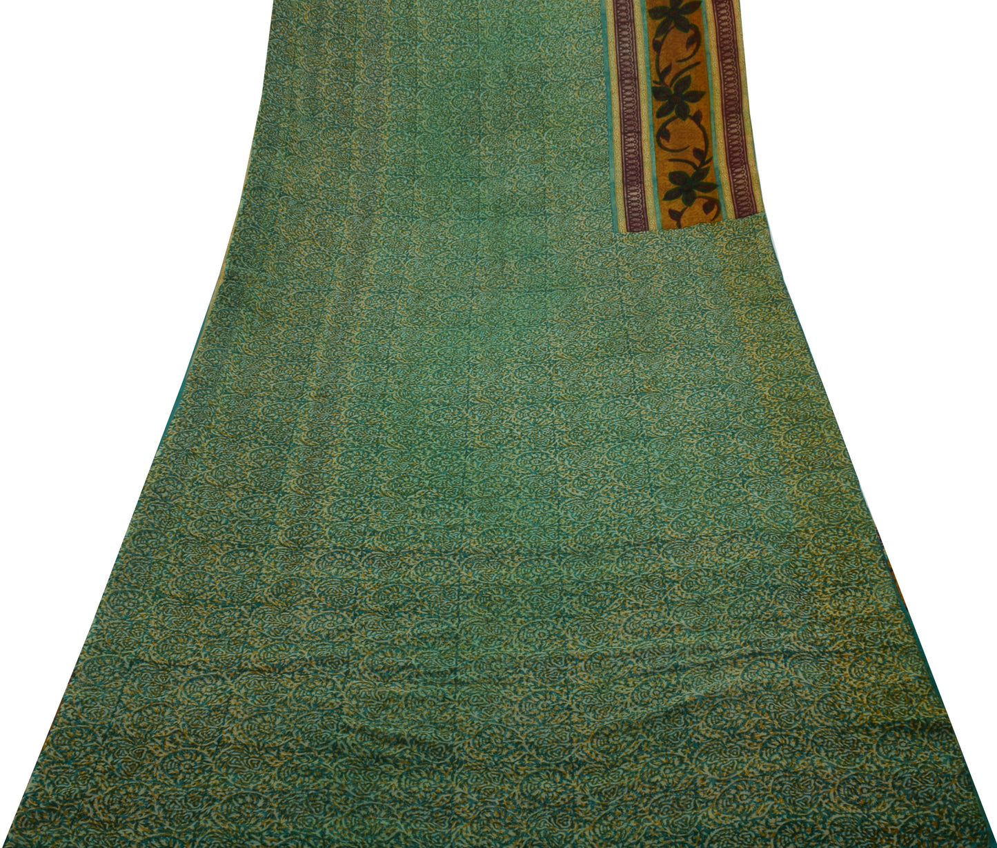 Sushila Vintage Saree 100% Pure Georgette Silk Printed Floral 5 YD Craft Fabric