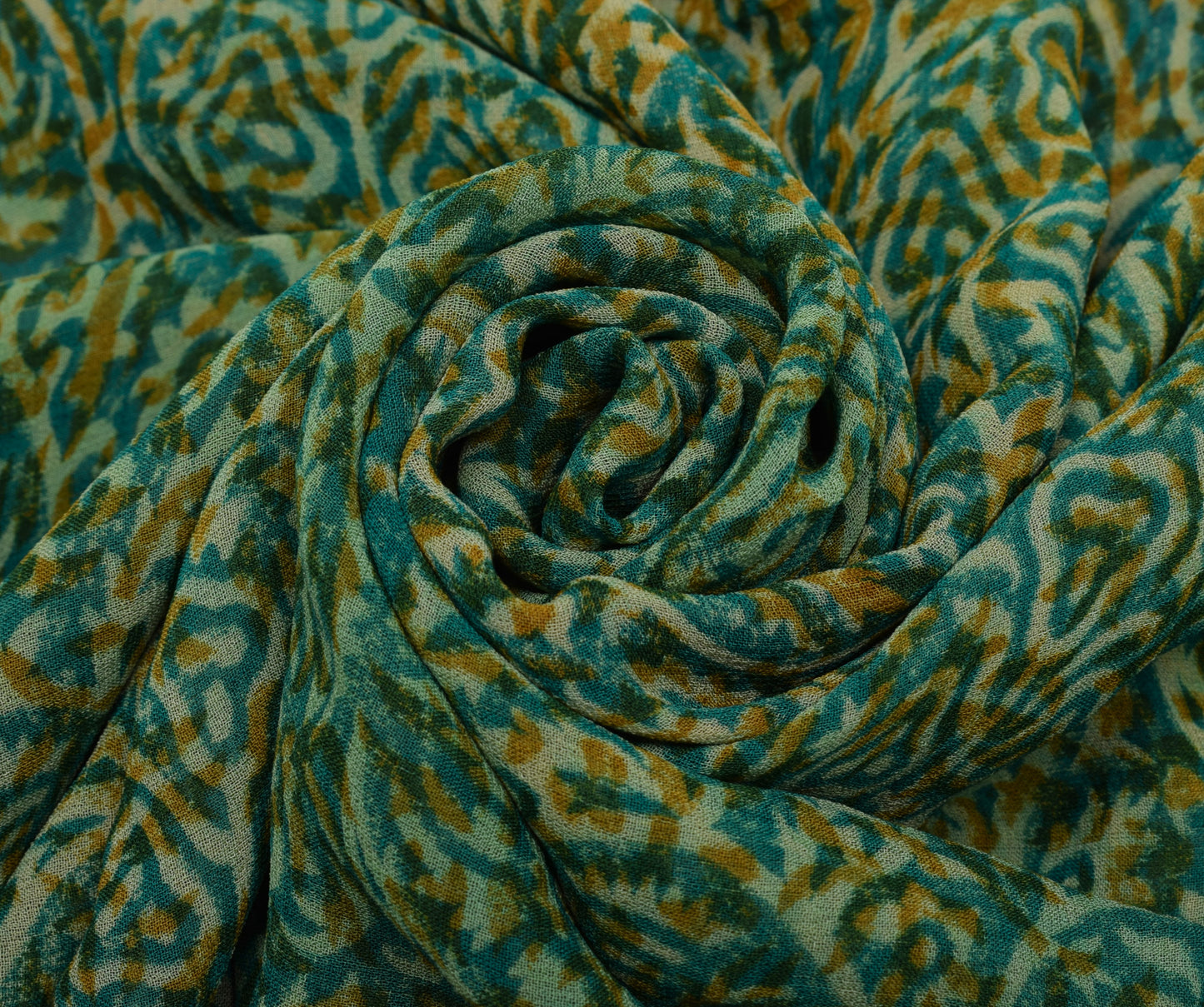 Sushila Vintage Saree 100% Pure Georgette Silk Printed Floral 5 YD Craft Fabric