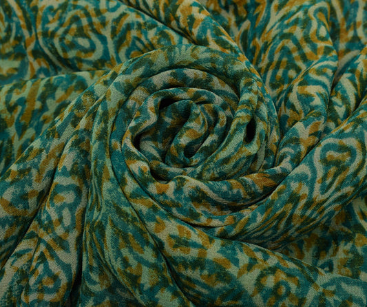 Sushila Vintage Saree 100% Pure Georgette Silk Printed Floral 5 YD Craft Fabric