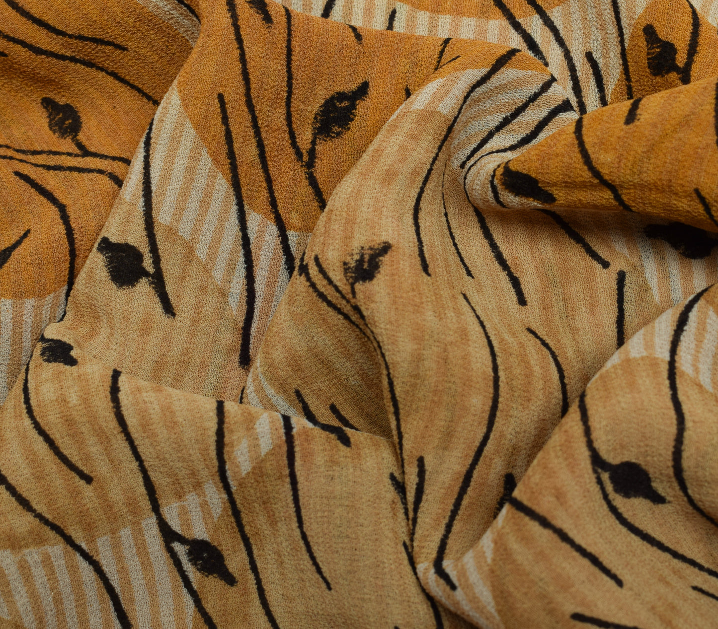 Sushila Vintage Indian Saree 100% Pure Georgette Silk Printed 5 YD Craft Fabric