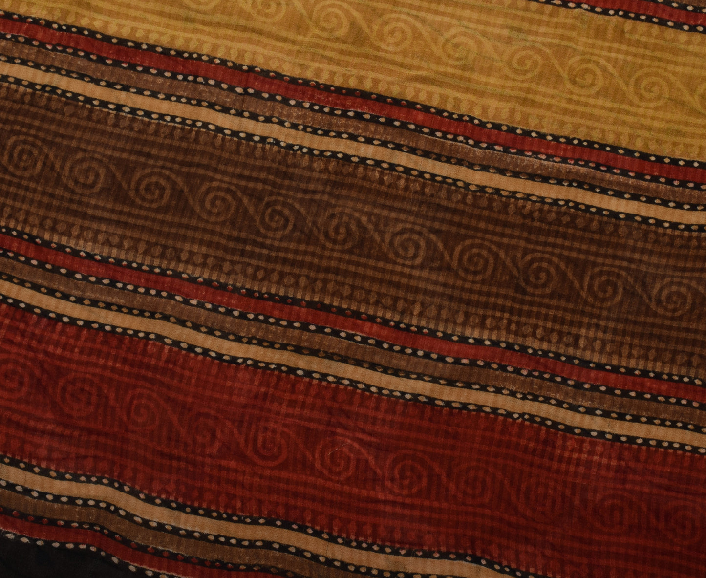 Sushila Vintage Indian Saree 100% Pure Georgette Silk Printed 5 YD Craft Fabric