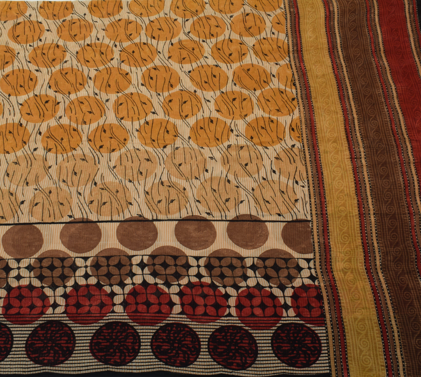 Sushila Vintage Indian Saree 100% Pure Georgette Silk Printed 5 YD Craft Fabric