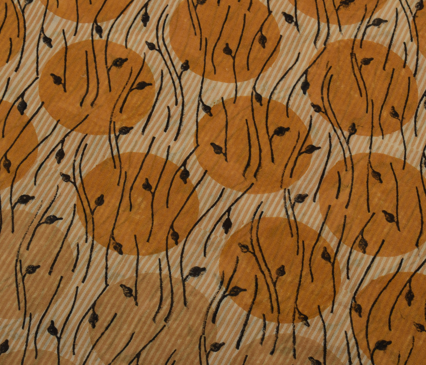 Sushila Vintage Indian Saree 100% Pure Georgette Silk Printed 5 YD Craft Fabric