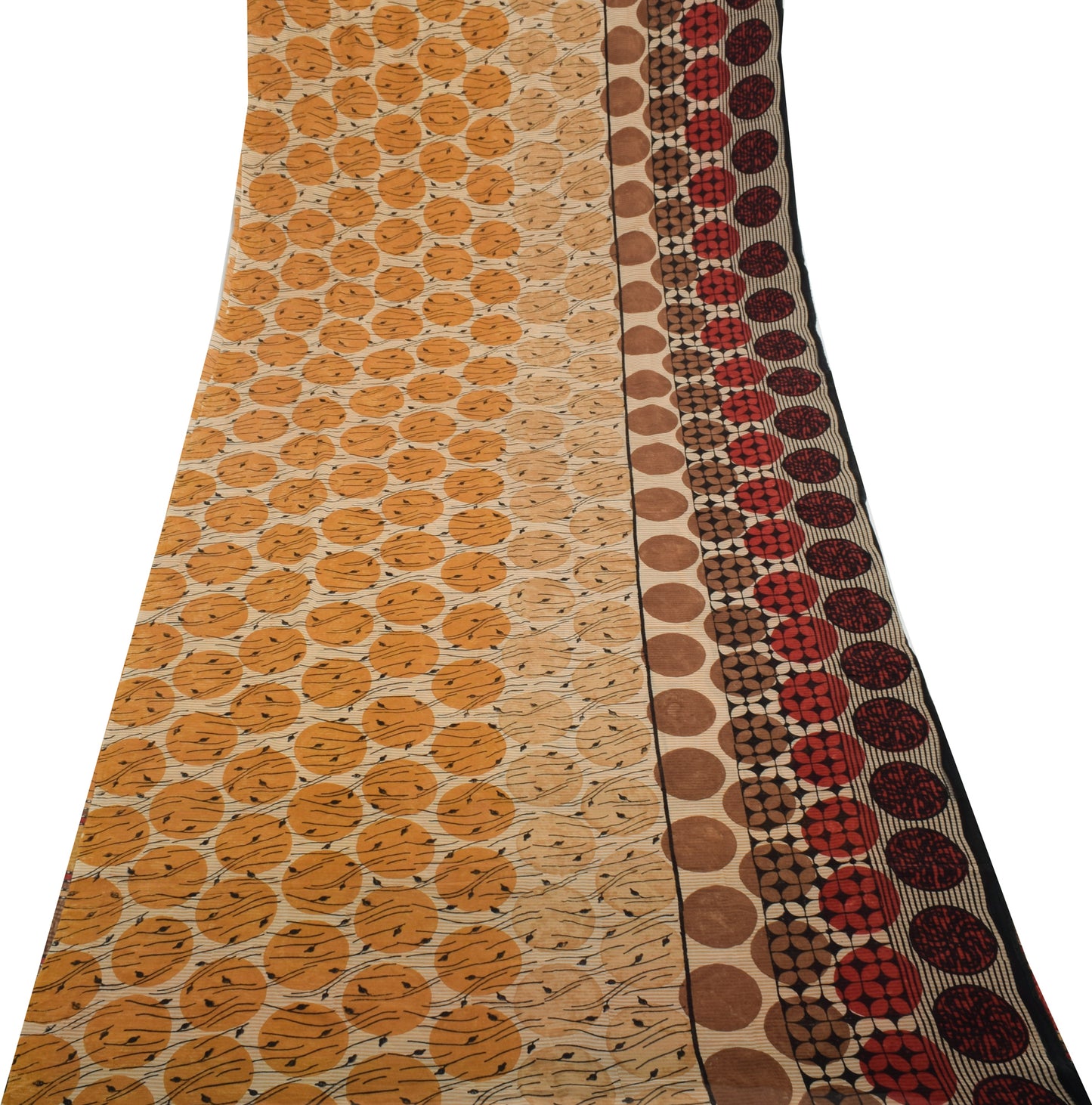 Sushila Vintage Indian Saree 100% Pure Georgette Silk Printed 5 YD Craft Fabric
