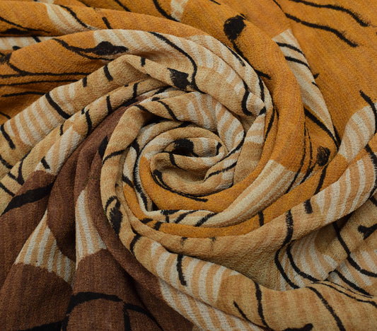 Sushila Vintage Indian Saree 100% Pure Georgette Silk Printed 5 YD Craft Fabric