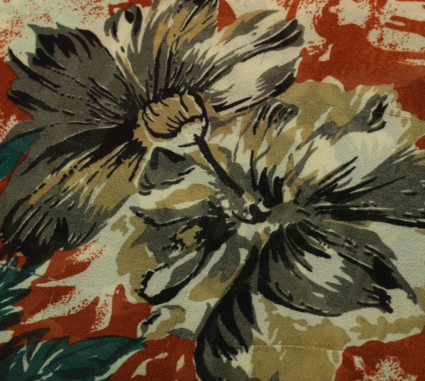 Sushila Vintage Saree 100%Pure Georgette Silk Printed Floral 5 Yard Craft Fabric