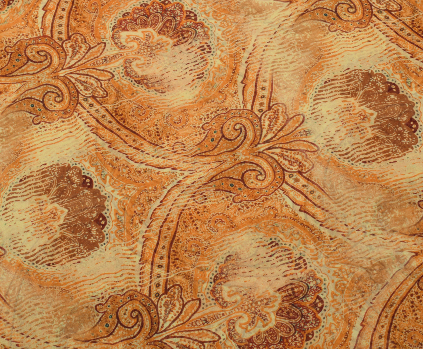 Sushila Vintage Yellow Saree Blend Georgette Silk Printed Floral Craft Fabric