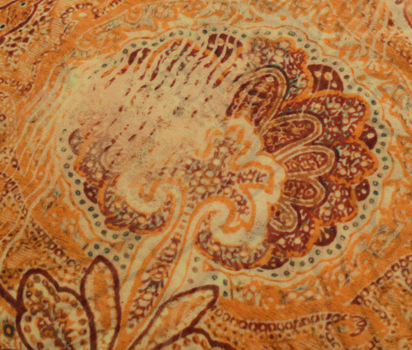 Sushila Vintage Yellow Saree Blend Georgette Silk Printed Floral Craft Fabric