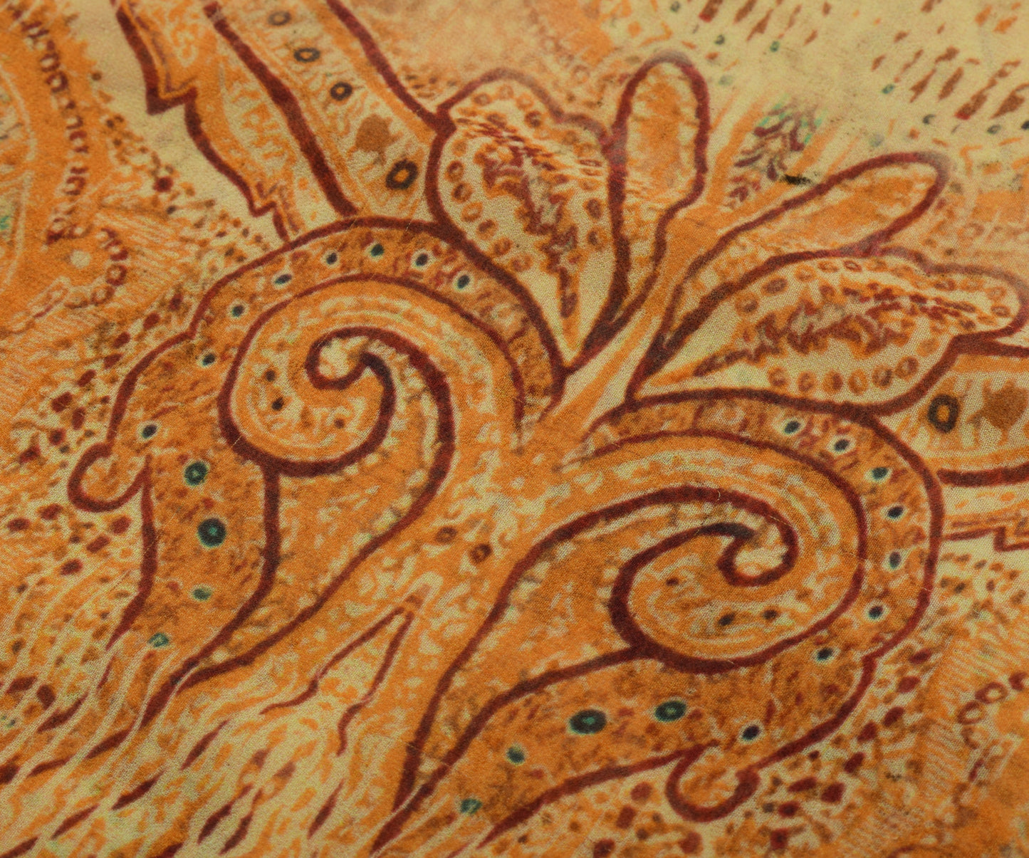 Sushila Vintage Yellow Saree Blend Georgette Silk Printed Floral Craft Fabric