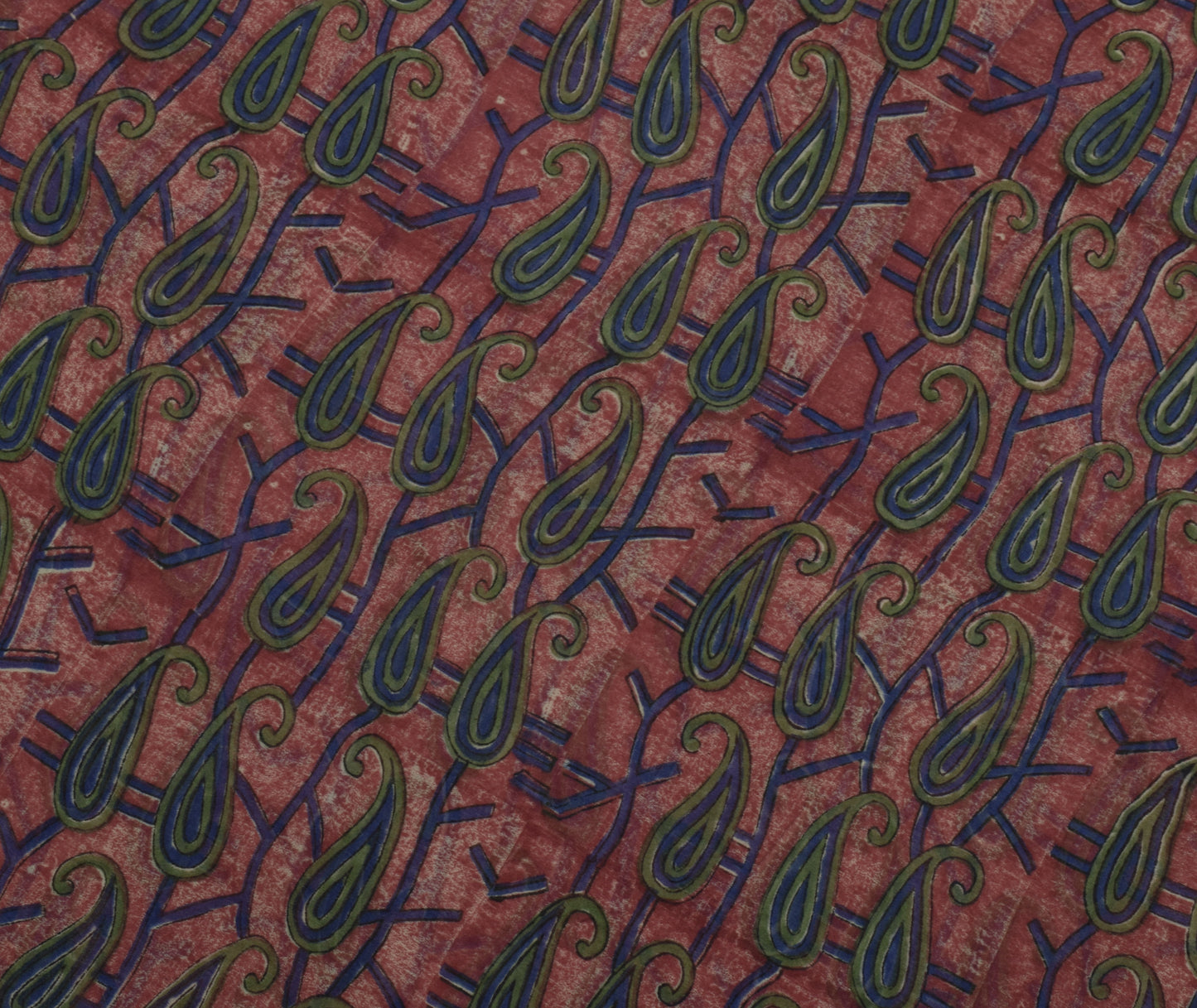 Sushila Vintage Saree 100% Pure Georgette Silk Printed Paisley 5 YD Craft Fabric