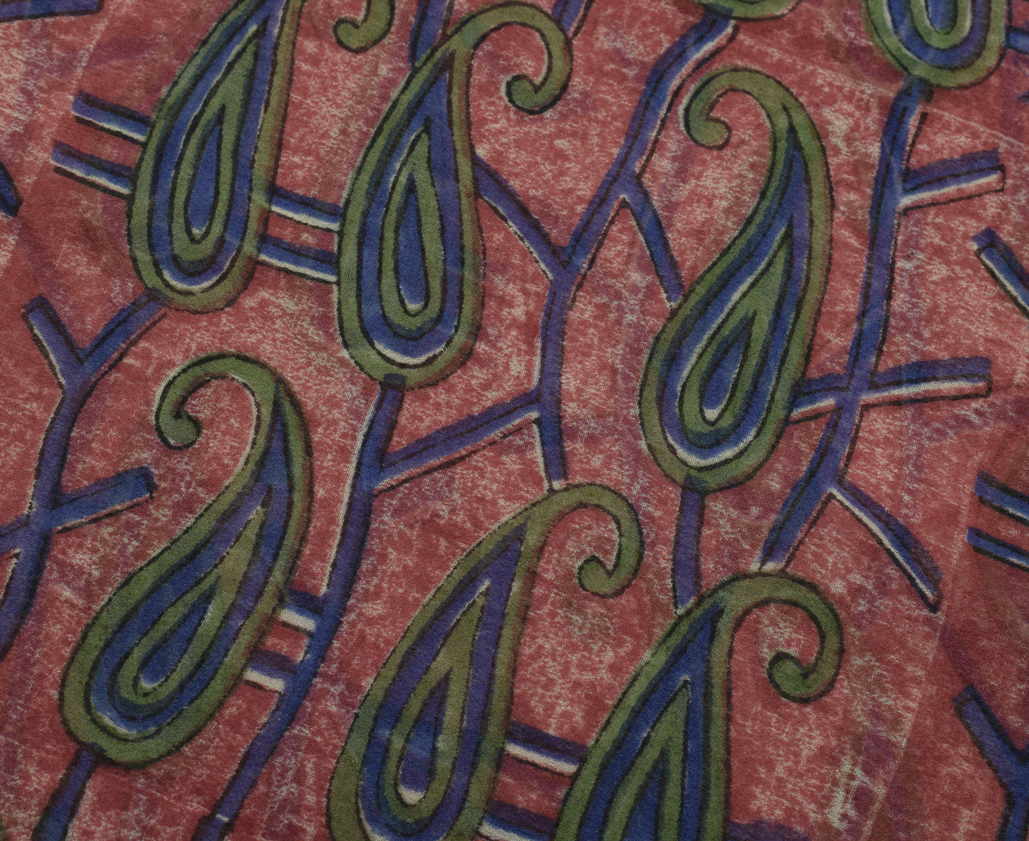 Sushila Vintage Saree 100% Pure Georgette Silk Printed Paisley 5 YD Craft Fabric