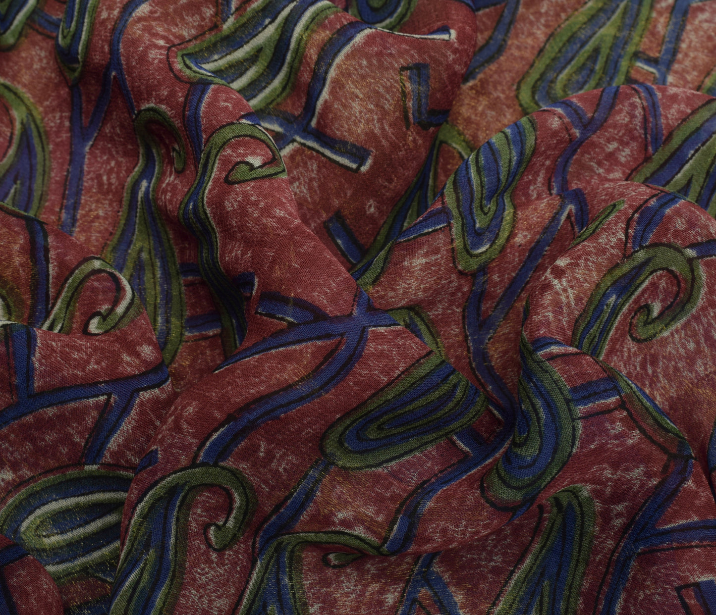 Sushila Vintage Saree 100% Pure Georgette Silk Printed Paisley 5 YD Craft Fabric