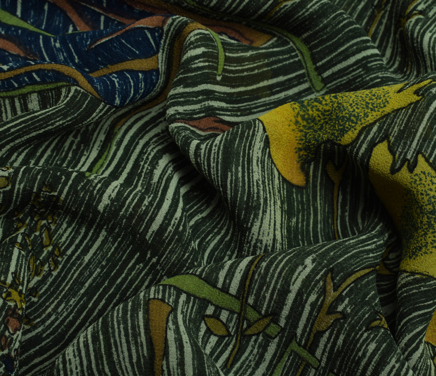 Sushila Vintage Green Saree 100% Pure Georgette Silk Printed Floral Craft Fabric