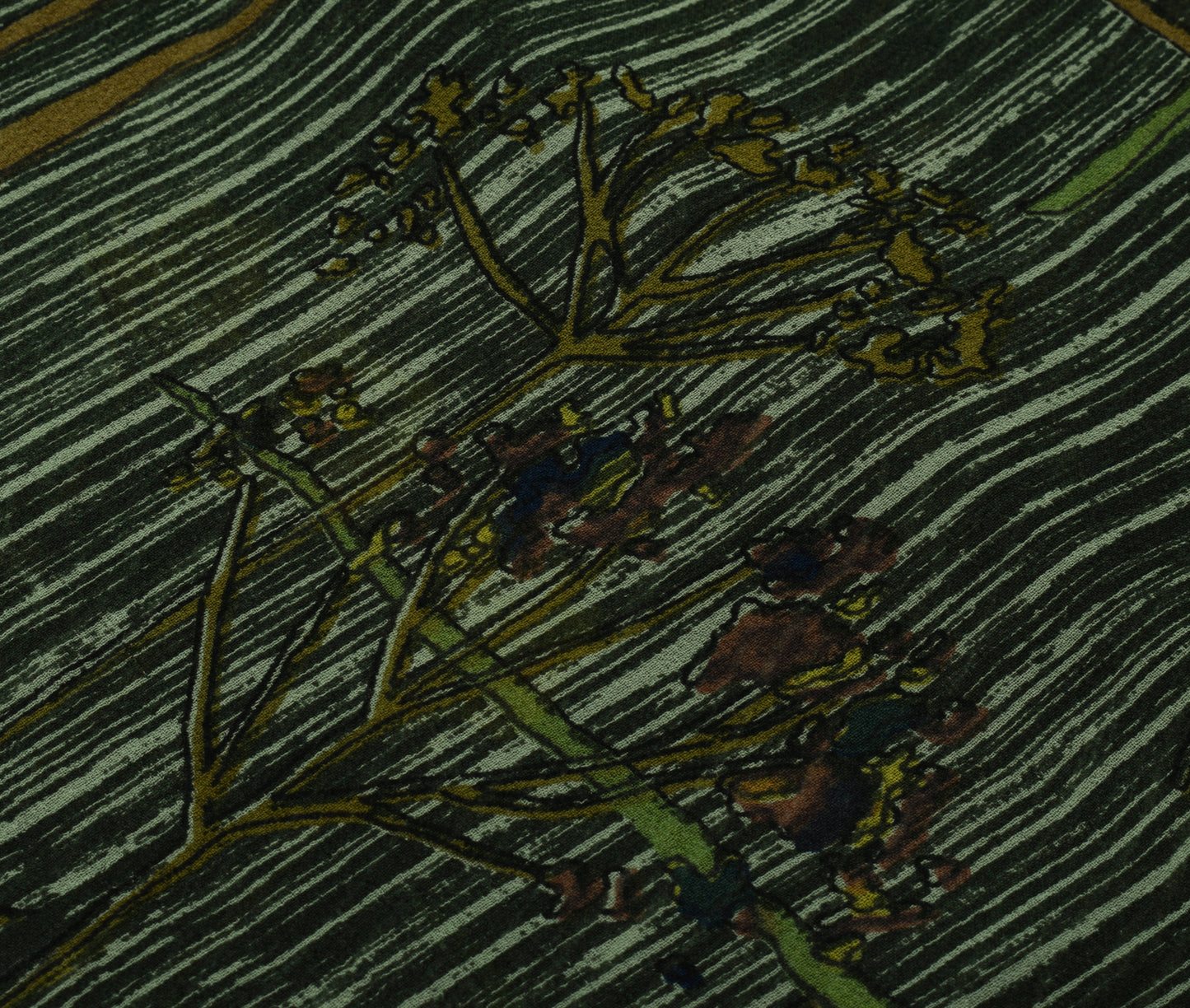 Sushila Vintage Green Saree 100% Pure Georgette Silk Printed Floral Craft Fabric