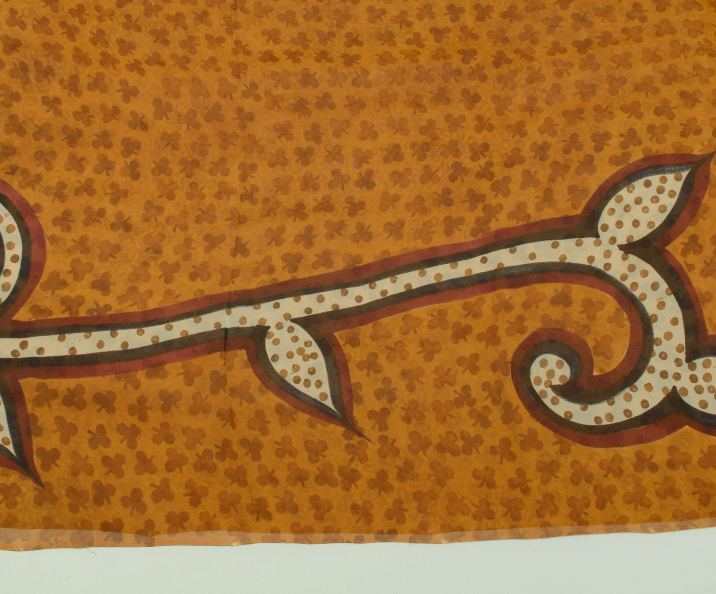 Sushila Vintage Mustard Saree 100% Pure Georgette Silk Printed 5 YD Craft Fabric