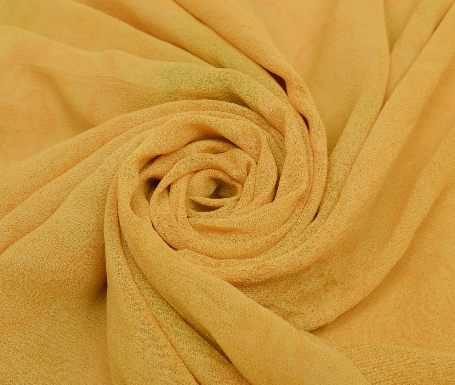 Sushila Vintage Yellow Saree 100%Pure Georgette Silk Printed Floral Craft Fabric